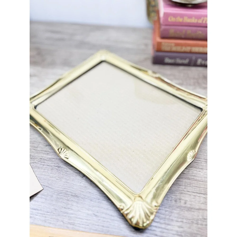 Vintage Brass Picture Frame: Mid-Century Modern Gold Accent, 8x10